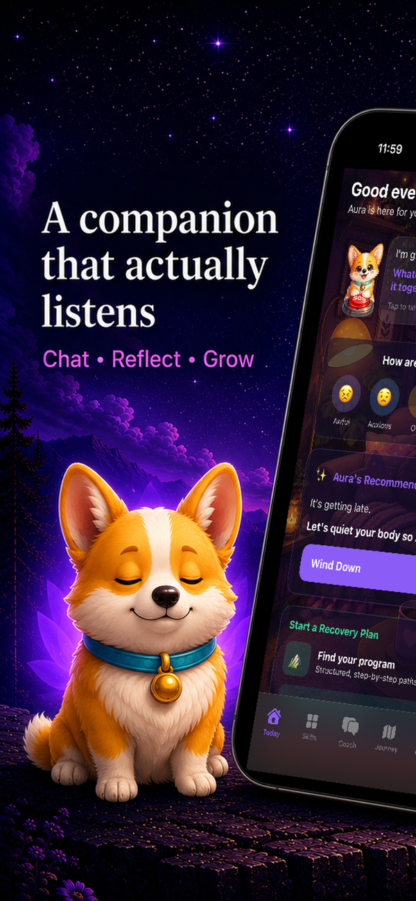 Aura home screen — mood check-in and daily recommendation