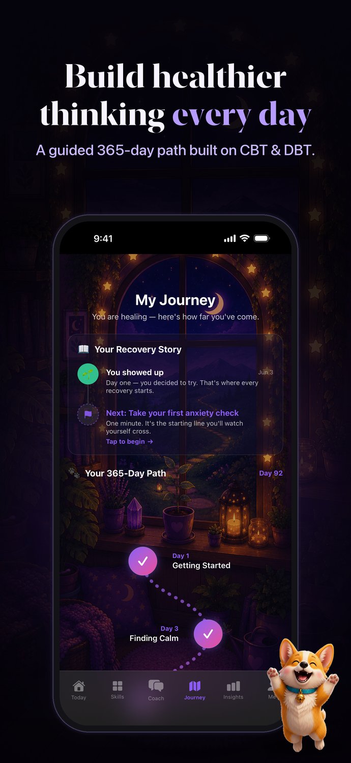 Aura's 365-day guided journey with weekly anxiety check and daily diary